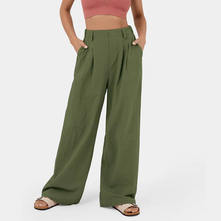 Pantalon décontracté à jambes larges et taille haute pour femme Olivenorma - Vert olive - 3XL - image 23