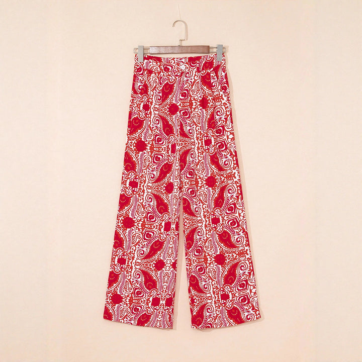 Pantalon Olivenorma pour femme, coupe ample, imprimé cachemire, taille haute, jambes droites - image 0