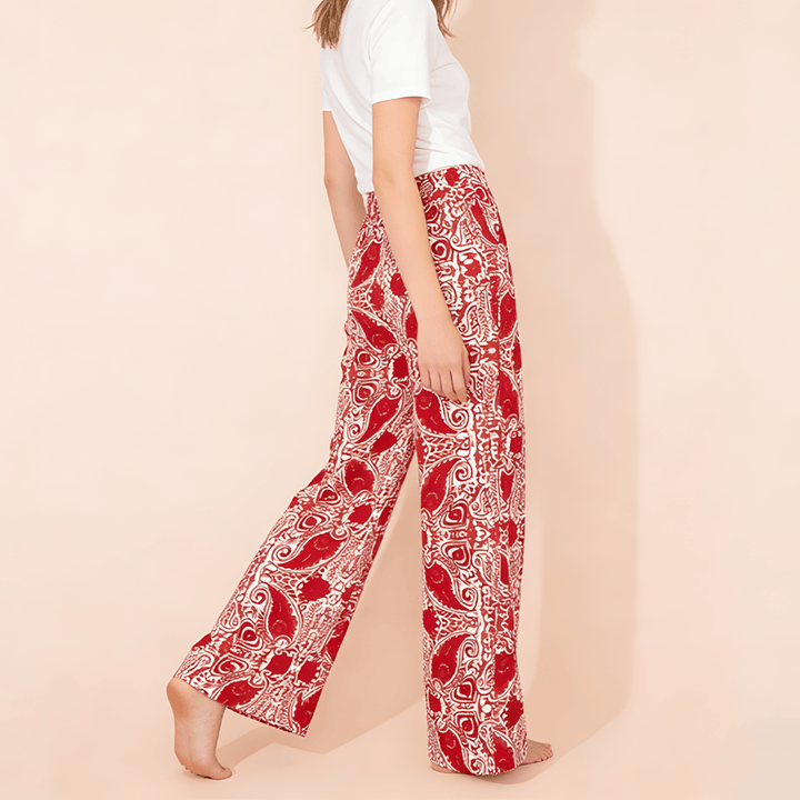 Pantalon Olivenorma pour femme, coupe ample, imprimé cachemire, taille haute, jambes droites - image 4
