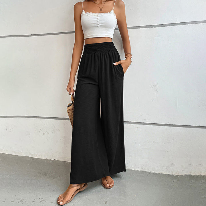 Pantalon d'été décontracté Olivenorma, taille haute, coupe ample, jambes larges et taille élastique - image 1