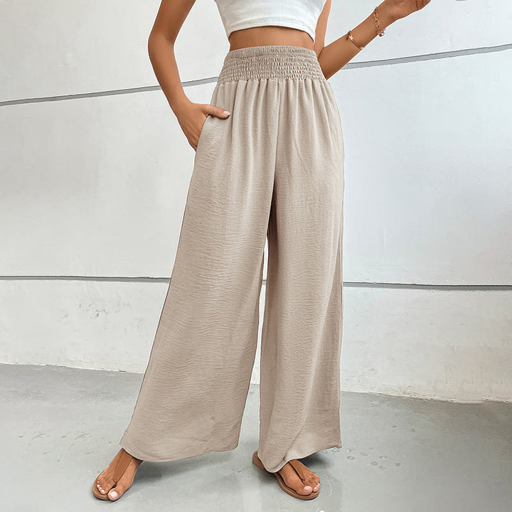 Pantalon d'été décontracté Olivenorma, taille haute, coupe ample, jambes larges et taille élastique - Beige - XL - image 13