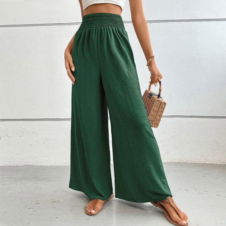Pantalon d'été décontracté Olivenorma, taille haute, coupe ample, jambes larges et taille élastique - Vert foncé - XL - image 34