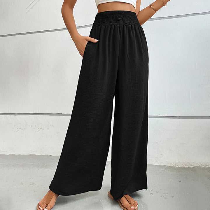 Pantalon d'été décontracté Olivenorma, taille haute, coupe ample, jambes larges et taille élastique - image 3