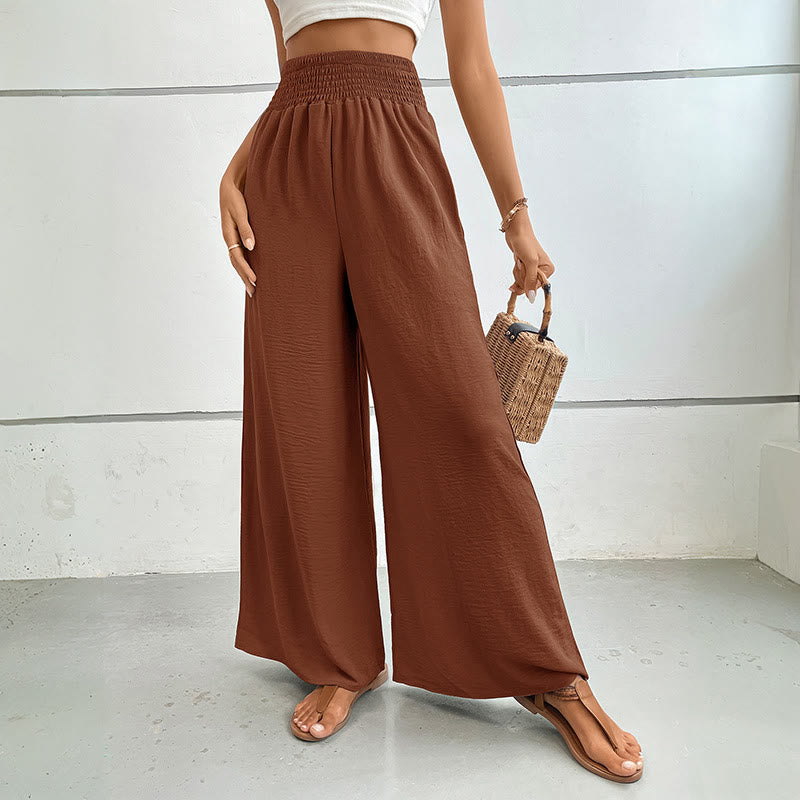 Pantalon d'été décontracté Olivenorma, taille haute, coupe ample, jambes larges et taille élastique - Chameau - XL - image 38