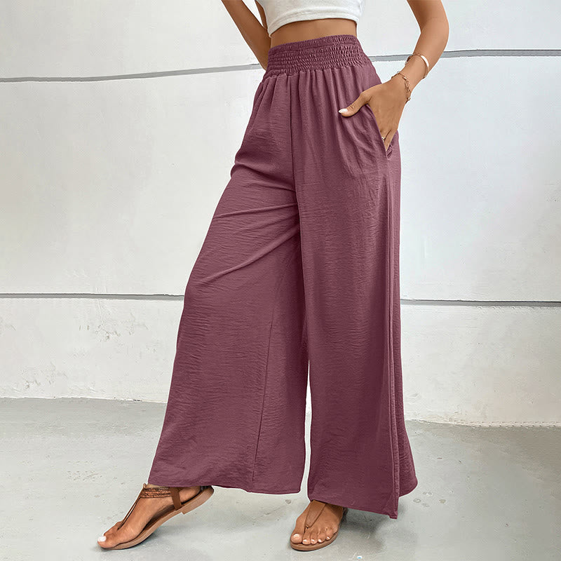 Pantalon d'été décontracté Olivenorma, taille haute, coupe ample, jambes larges et taille élastique - image 43