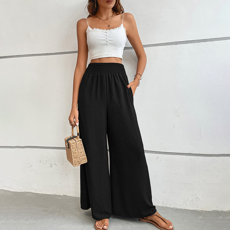 Pantalon d'été décontracté Olivenorma, taille haute, coupe ample, jambes larges et taille élastique - image 2