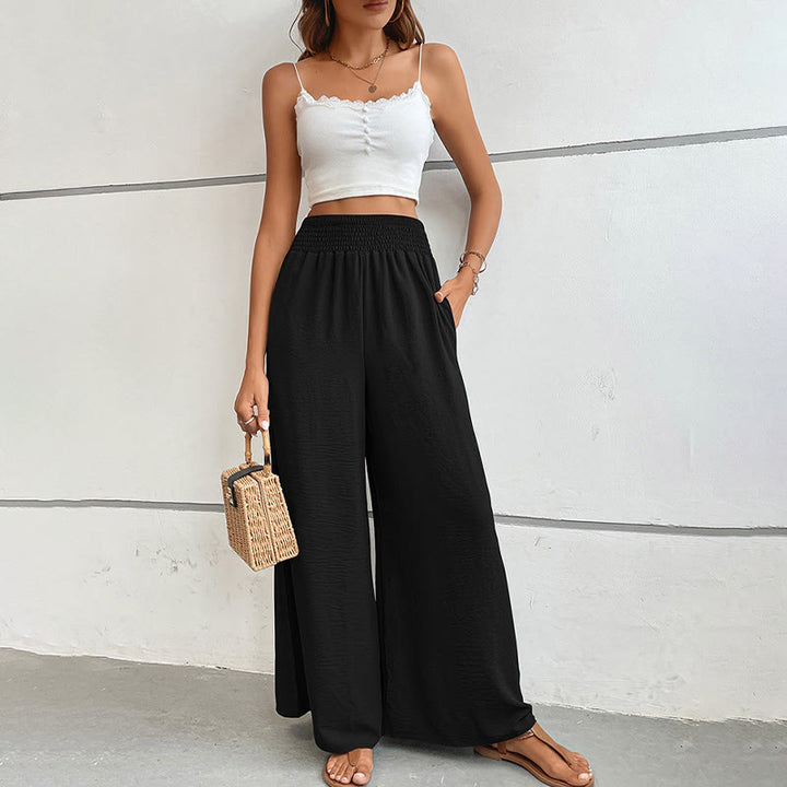 Pantalon d'été décontracté Olivenorma, taille haute, coupe ample, jambes larges et taille élastique - image 2