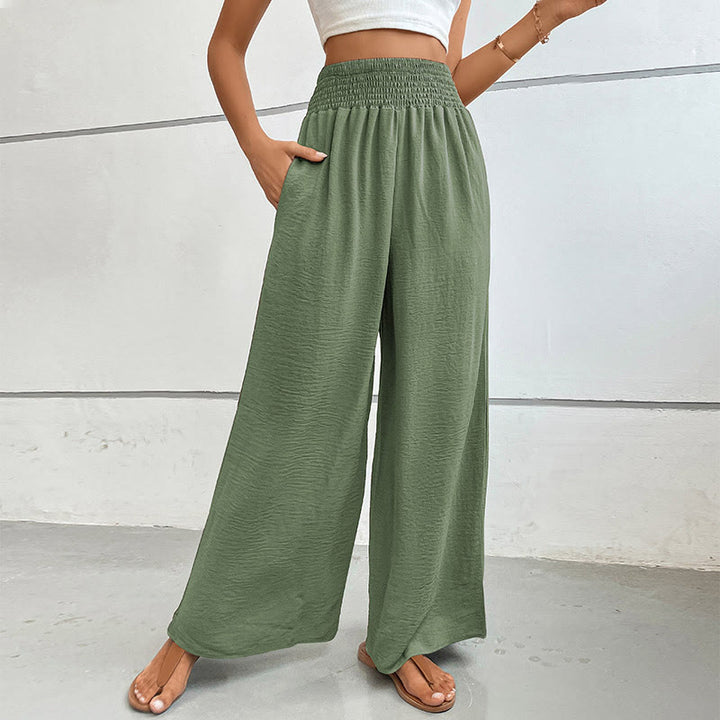Pantalon d'été décontracté Olivenorma, taille haute, coupe ample, jambes larges et taille élastique - Vert menthe - XL - image 53