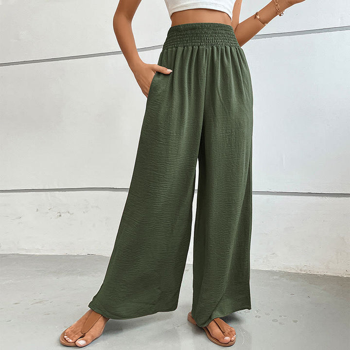 Pantalon d'été décontracté Olivenorma, taille haute, coupe ample, jambes larges et taille élastique - Vert - XL - image 19