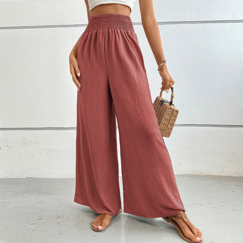Pantalon d'été décontracté Olivenorma, taille haute, coupe ample, jambes larges et taille élastique - Acajou - XL - image 28