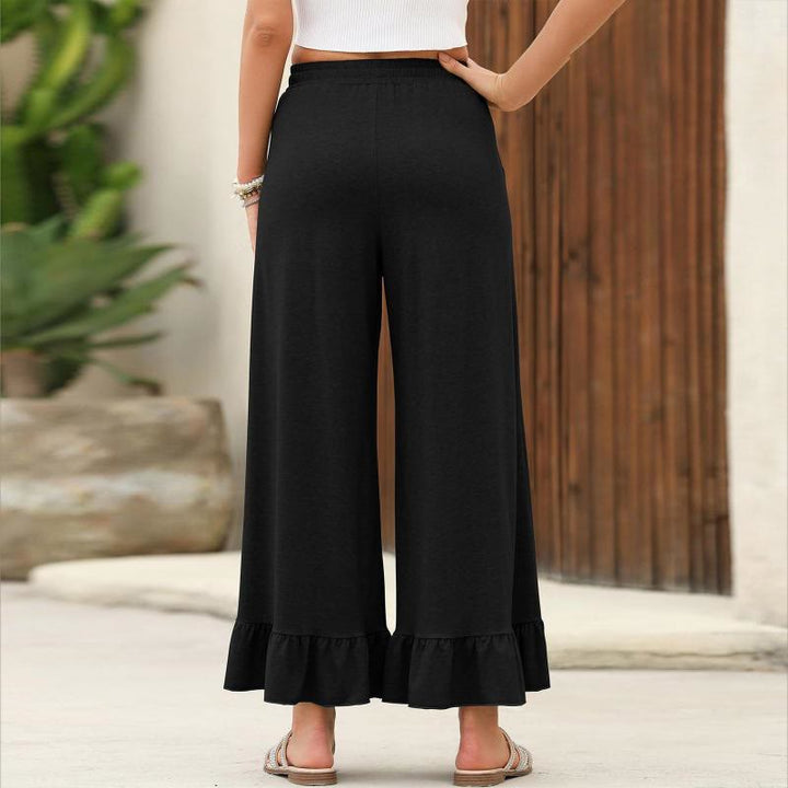 Pantalon d'été Olivenorma pour femme, ourlet à volants, coupe ample et confortable, taille neuf. - image 11