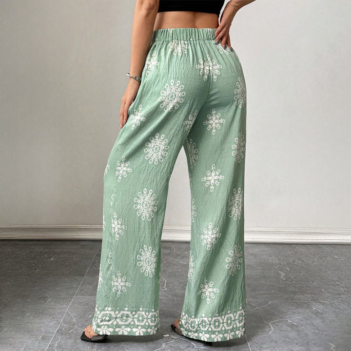 Pantalon Olivenorma pour femme, coupe ample, imprimé, jambes larges, taille élastique, confortable et élégant - image 6