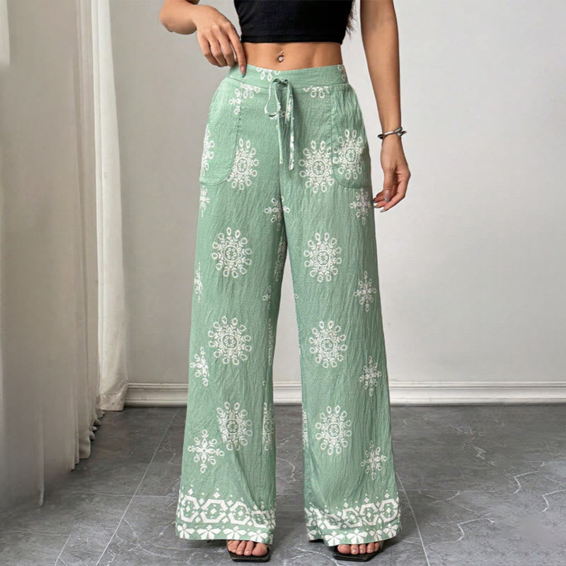 Pantalon Olivenorma pour femme, coupe ample, imprimé, jambes larges, taille élastique, confortable et élégant - image 7