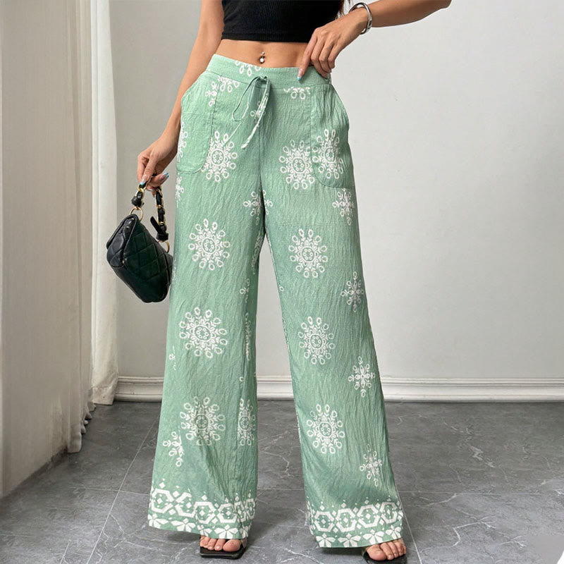 Pantalon Olivenorma pour femme, coupe ample, imprimé, jambes larges, taille élastique, confortable et élégant - image 5
