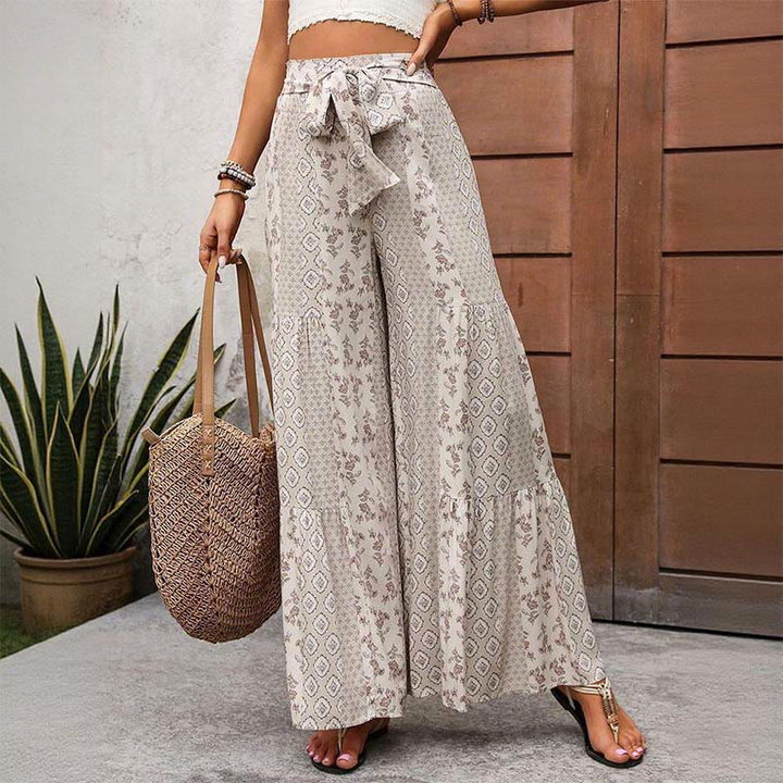 Pantalon de vacances Olivenorma été à motif floral géométrique et jambes larges - image 0