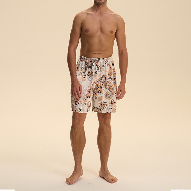 Pantalon court d'intérieur imprimé élégant et confortable en satin et mousseline de soie pour homme Olivenorma - image 2