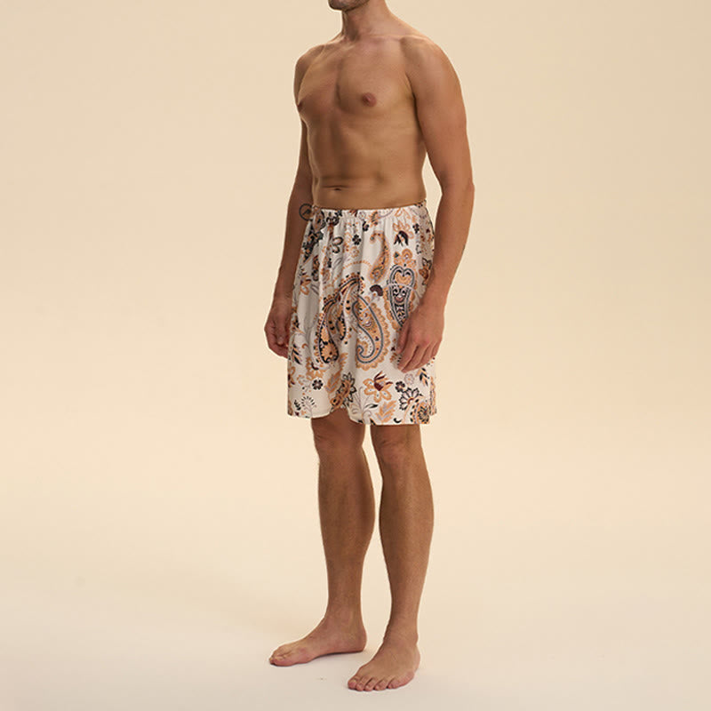 Pantalon court d'intérieur imprimé élégant et confortable en satin et mousseline de soie pour homme Olivenorma - image 1