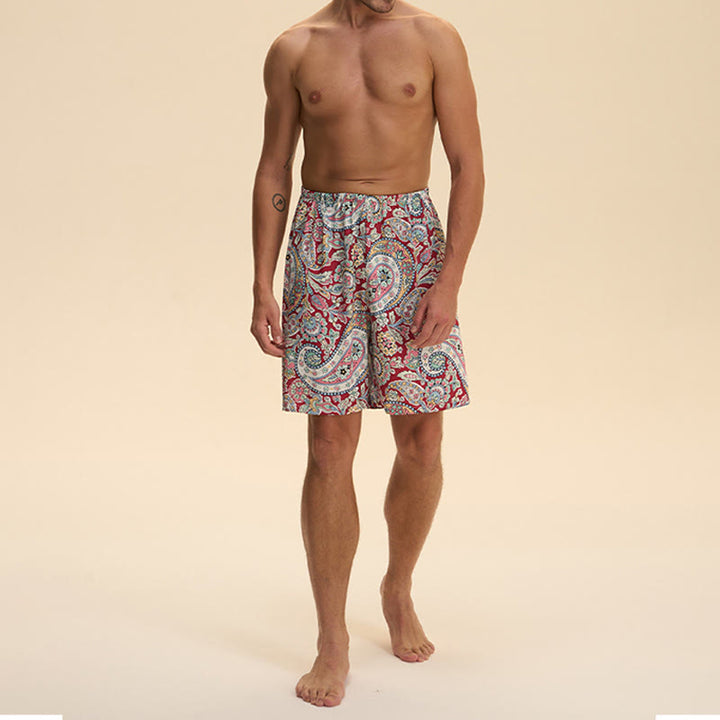 Pantalon court d'intérieur imprimé élégant et confortable en satin et mousseline de soie pour homme Olivenorma - image 12