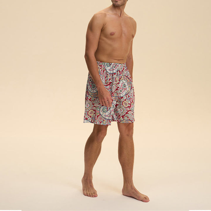 Pantalon court d'intérieur imprimé élégant et confortable en satin et mousseline de soie pour homme Olivenorma - image 11