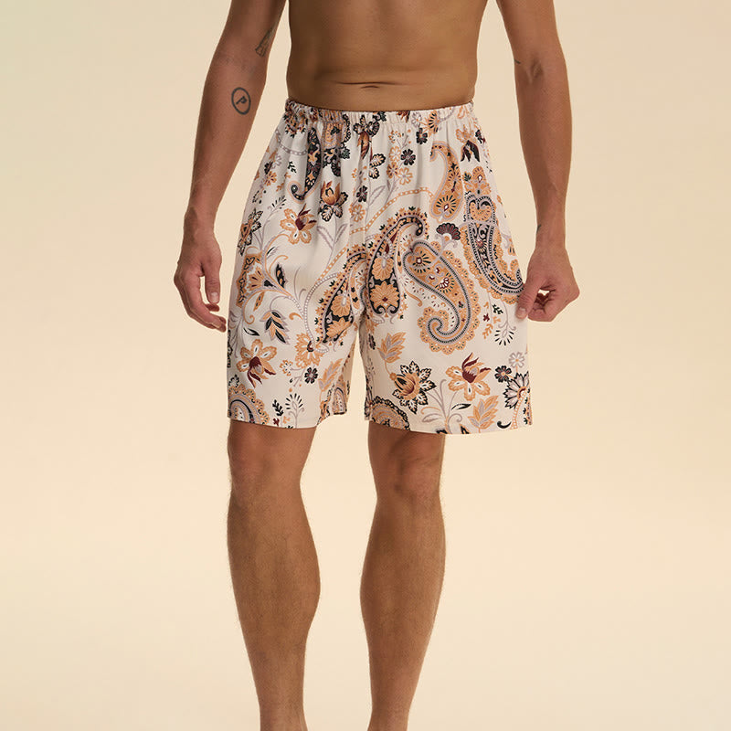 Pantalon court d'intérieur imprimé élégant et confortable en satin et mousseline de soie pour homme Olivenorma - Blanc - 2XL - image 0