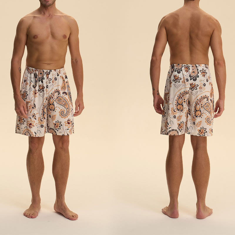 Pantalon court d'intérieur imprimé élégant et confortable en satin et mousseline de soie pour homme Olivenorma - image 4