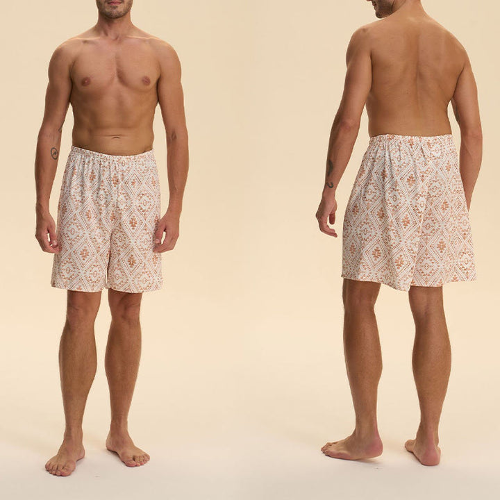 Pantalon court d'intérieur imprimé élégant et confortable en satin et mousseline de soie pour homme Olivenorma - image 19