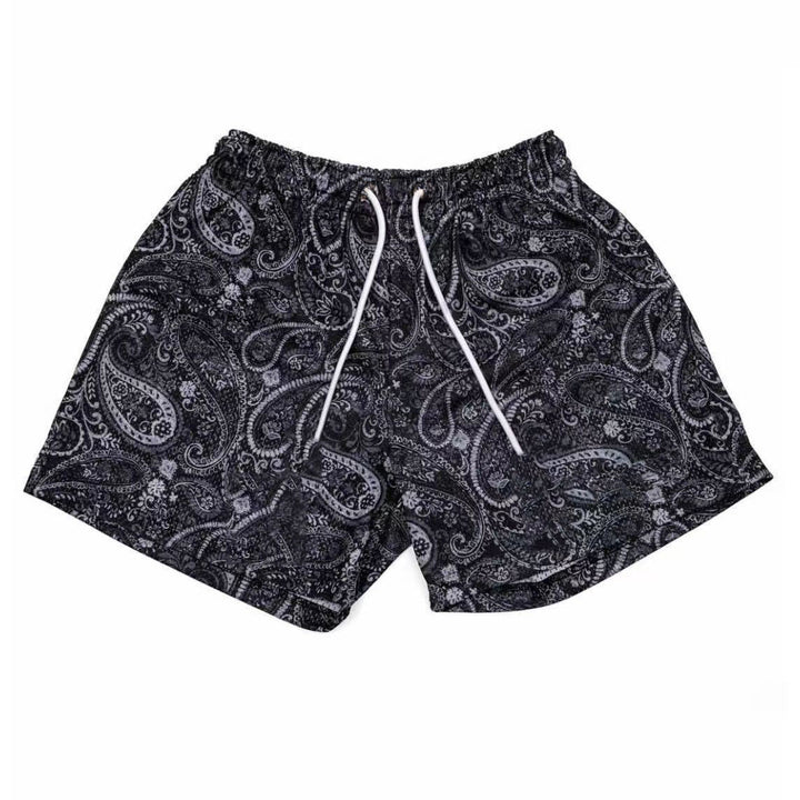 Pantalon de basketball d'été oversize Olivenorma à motif cachemire en maille à séchage rapide - Noir - 3XL - image 1