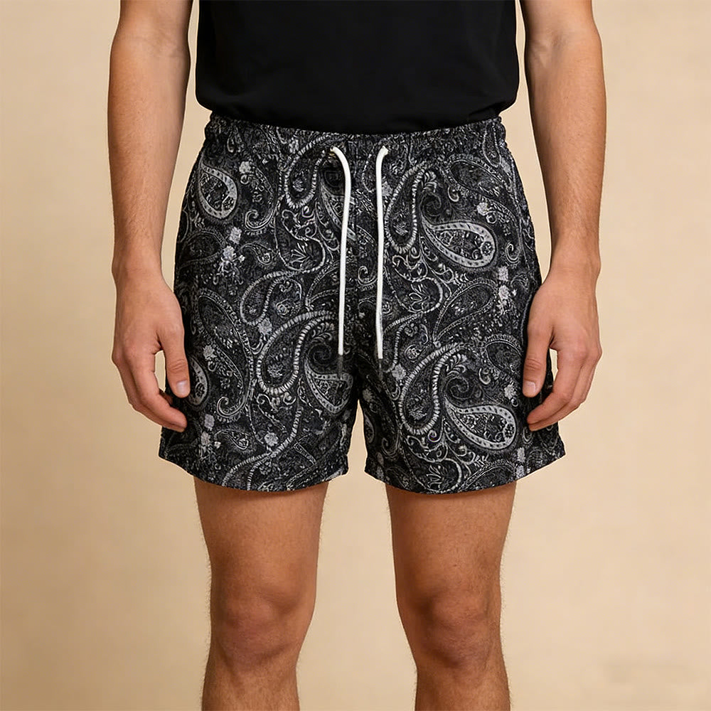 Pantalon de basketball d'été oversize Olivenorma à motif cachemire en maille à séchage rapide - image 0