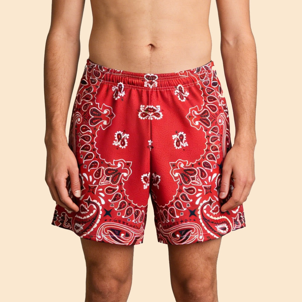 Short de sport imprimé tendance pour homme Olivenorma, idéal pour l'été, le fitness, le basketball et la course à pied. - Rouge - 3XL - image 0