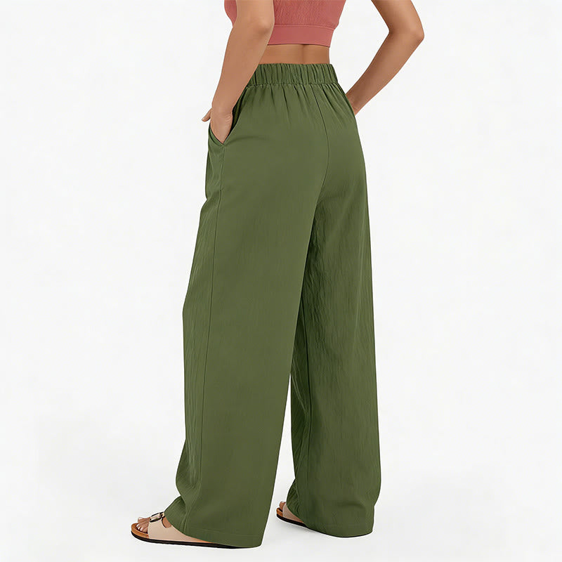 Pantalon décontracté à jambes larges et taille haute pour femme Olivenorma - image 22