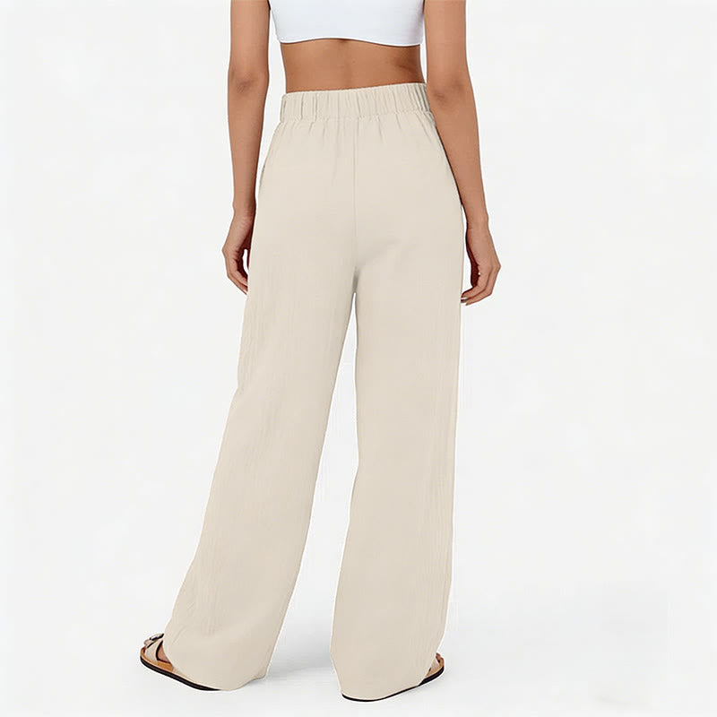 Pantalon décontracté à jambes larges et taille haute pour femme Olivenorma - image 15