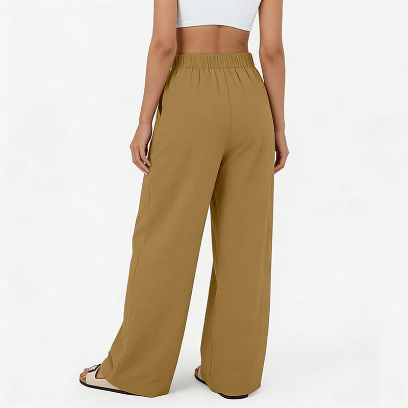 Pantalon décontracté à jambes larges et taille haute pour femme Olivenorma - image 13