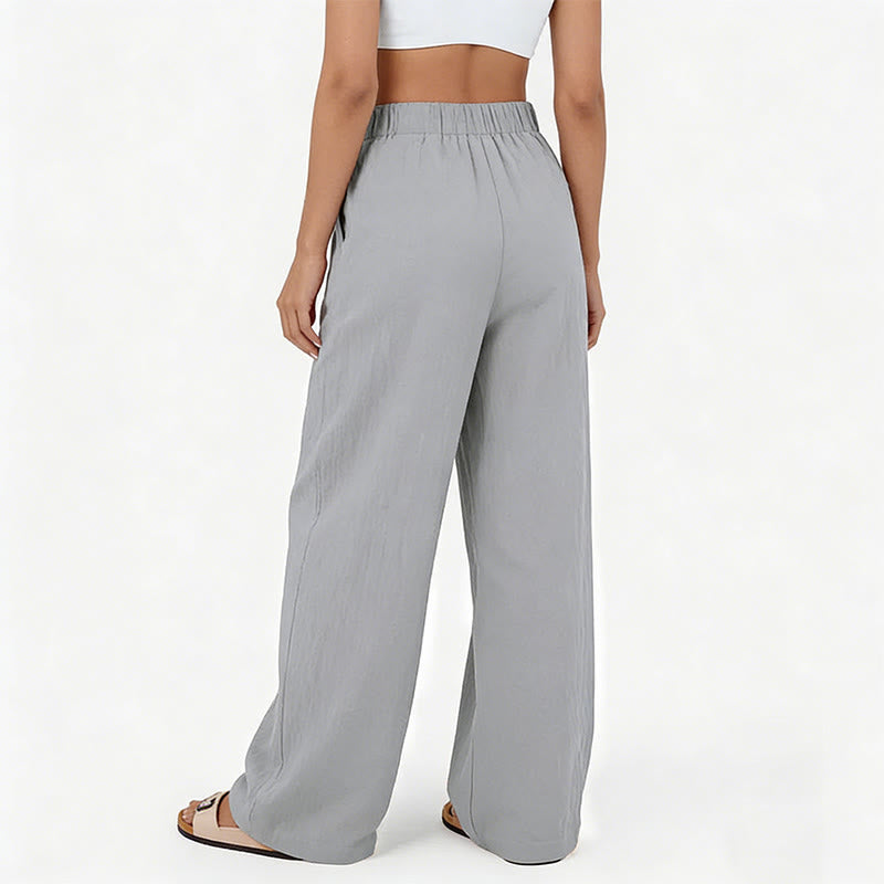 Pantalon décontracté à jambes larges et taille haute pour femme Olivenorma - image 21
