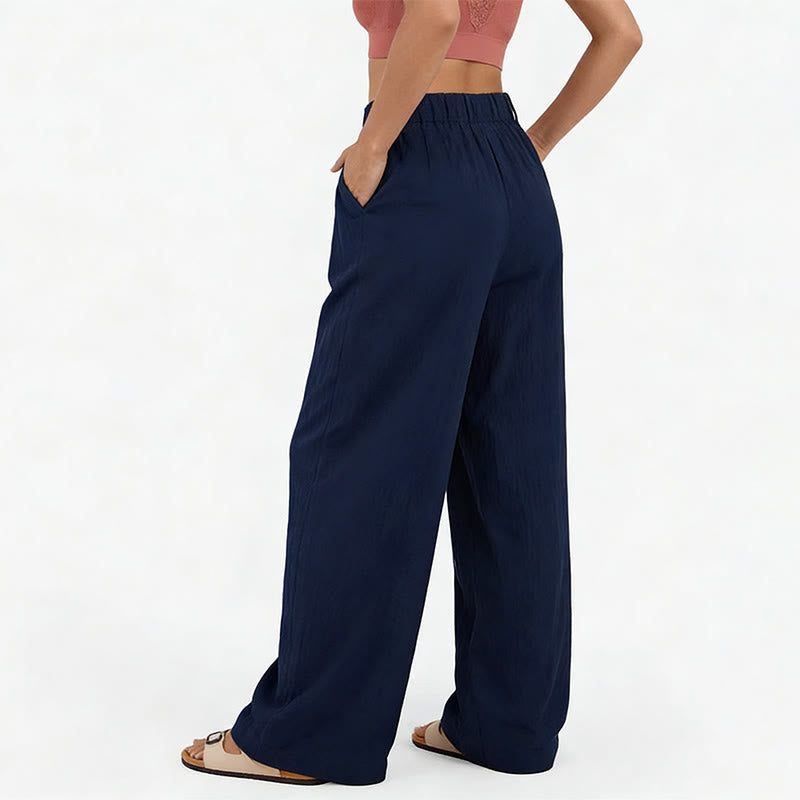 Pantalon décontracté à jambes larges et taille haute pour femme Olivenorma - image 17