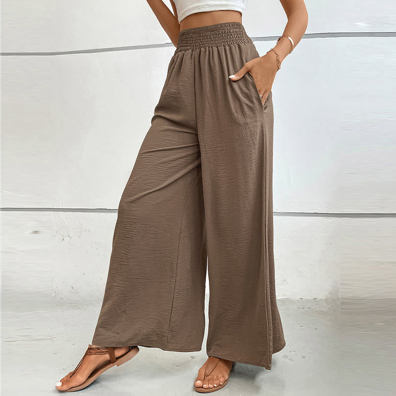 Pantalon d'été décontracté Olivenorma, taille haute, coupe ample, jambes larges et taille élastique - image 6