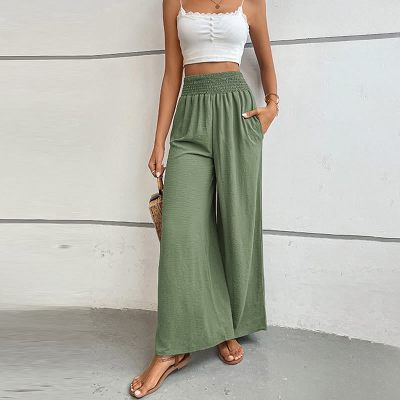 Pantalon d'été décontracté Olivenorma, taille haute, coupe ample, jambes larges et taille élastique - image 54