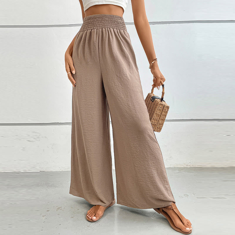 Pantalon d'été décontracté Olivenorma, taille haute, coupe ample, jambes larges et taille élastique - Kaki - XL - image 16