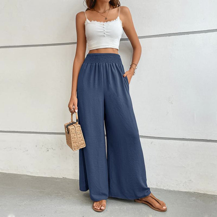 Pantalon d'été décontracté Olivenorma, taille haute, coupe ample, jambes larges et taille élastique - image 11
