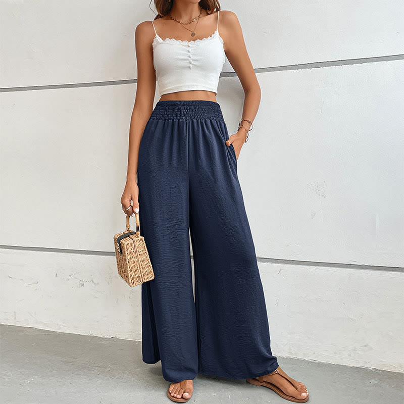 Pantalon d'été décontracté Olivenorma, taille haute, coupe ample, jambes larges et taille élastique - image 8