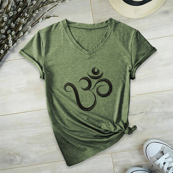 T-shirt Olivenorma Breathe Yoga Méditation à col en V inspirant - Vert olive - 2XL - image 6