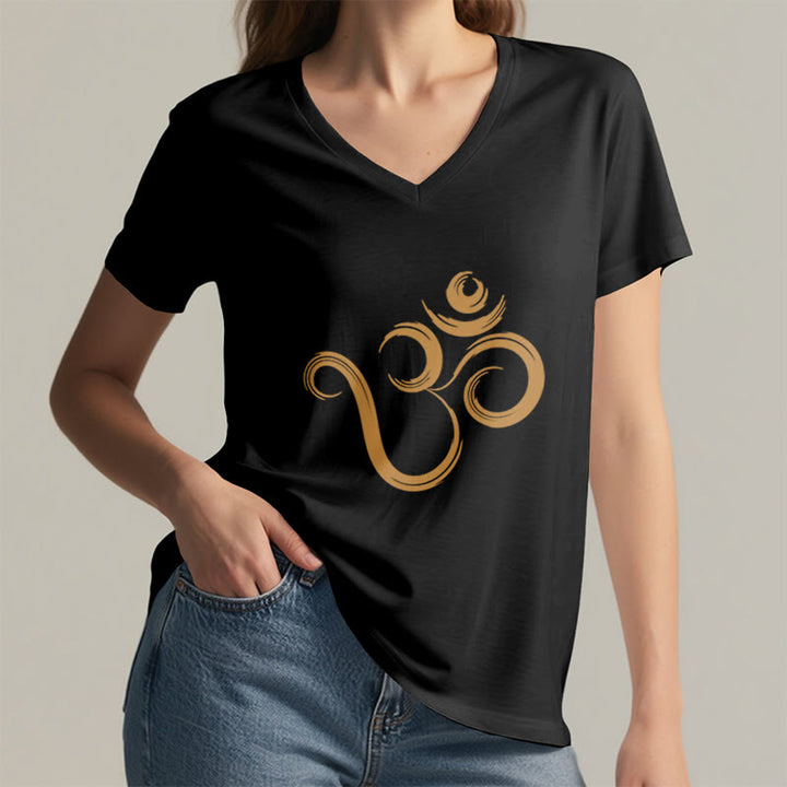 T-shirt Olivenorma Breathe Yoga Méditation à col en V inspirant - image 11