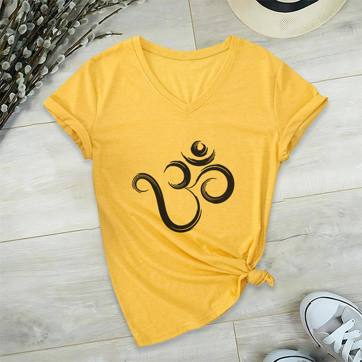 T-shirt Olivenorma Breathe Yoga Méditation à col en V inspirant - Jaune - 2XL - image 14