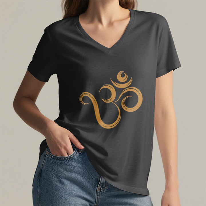 T-shirt Olivenorma Breathe Yoga Méditation à col en V inspirant - image 9