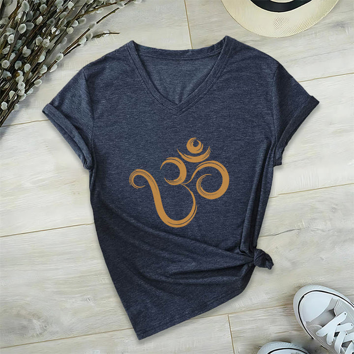 T-shirt Olivenorma Breathe Yoga Méditation à col en V inspirant - Bleu marine - 2XL - image 2