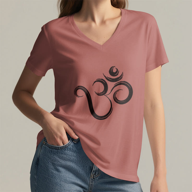 T-shirt Olivenorma Breathe Yoga Méditation à col en V inspirant - image 17