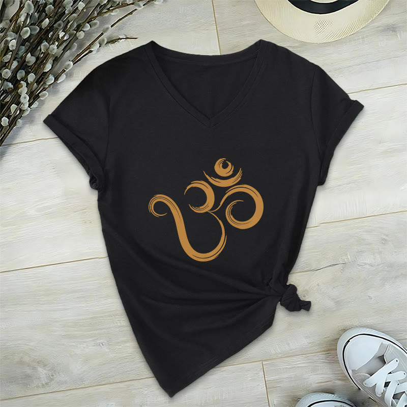 T-shirt Olivenorma Breathe Yoga Méditation à col en V inspirant - Noir - 2XL - image 10