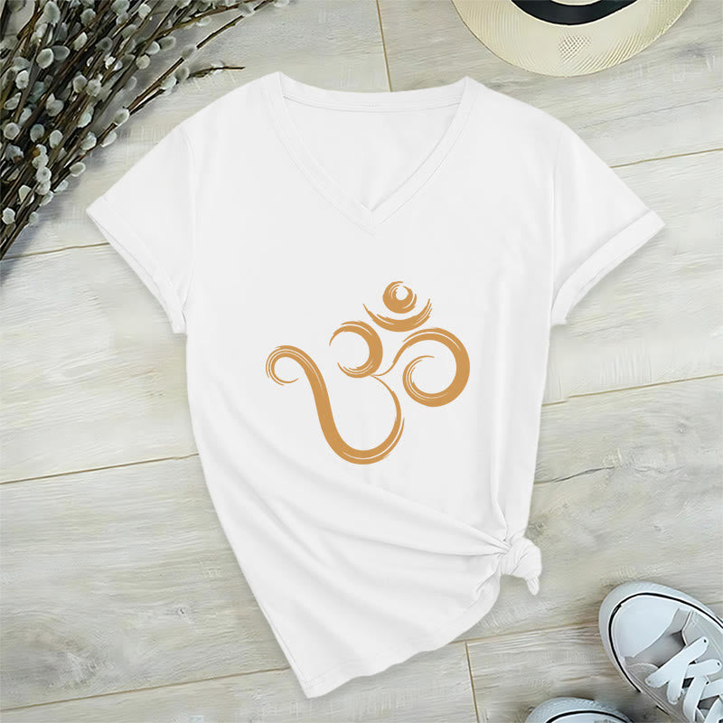 T-shirt Olivenorma Breathe Yoga Méditation à col en V inspirant - Blanc - 2XL - image 0