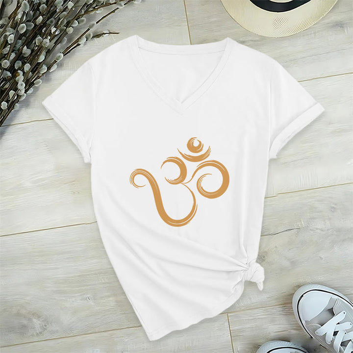 T-shirt Olivenorma Breathe Yoga Méditation à col en V inspirant - Blanc - 2XL - image 0