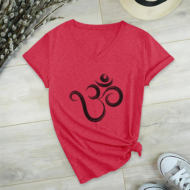 T-shirt Olivenorma Breathe Yoga Méditation à col en V inspirant - Rouge - 2XL - image 12