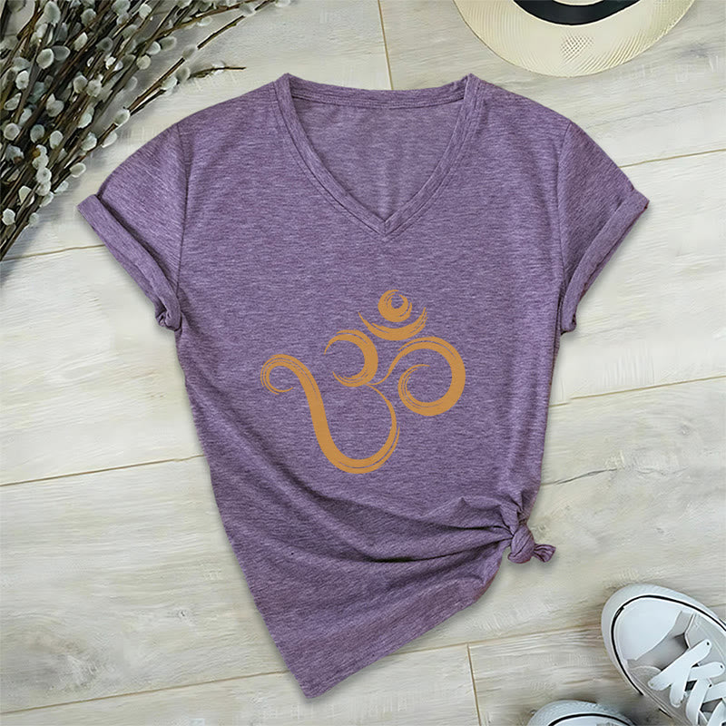 T-shirt Olivenorma Breathe Yoga Méditation à col en V inspirant - Violet - 2XL - image 24